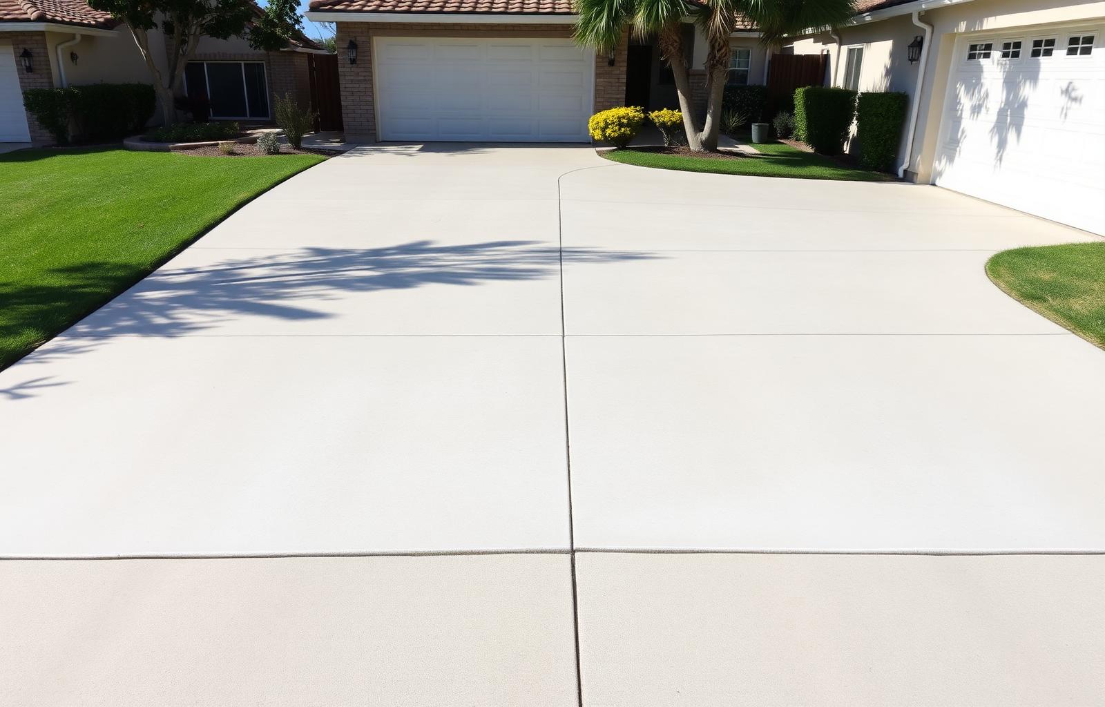 Same Southern California driveway after professional pressure washing — clean and restored